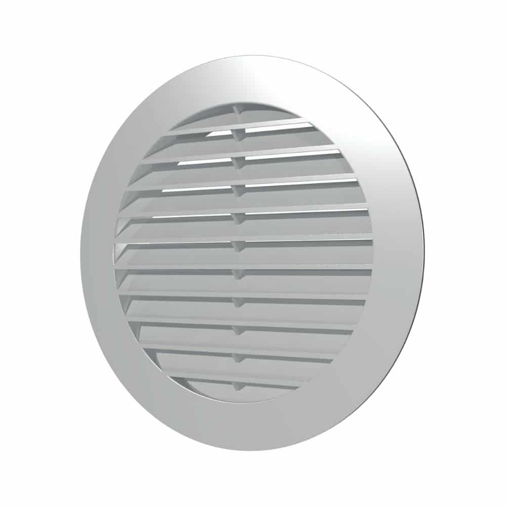 grila ventilatie rotunda o100mm, exterior o130mm, asa plastic gri